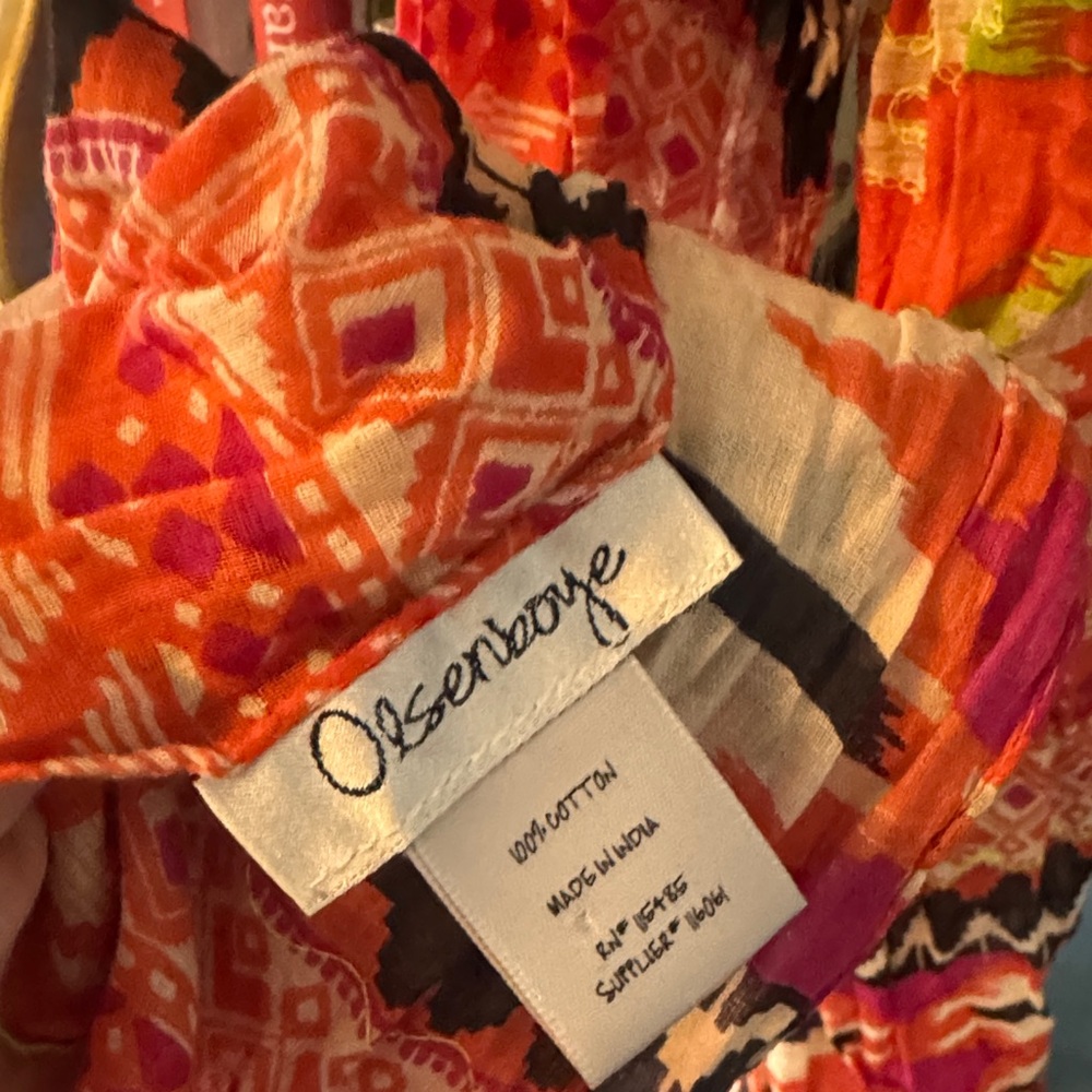 Olsenboye Orange and Pink Patterned Scarf - Picture 6 of 10